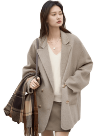 Thumbnail for Women's Woolen Coats Loose Casual Double Breasted Retro Jacket Office Lady Outerwear -, Coats & Jackets , Drestiny , Australia, Brown, Canada, Coats, Dark Grey, Green, Grey, Jackets, L, Light Brown, M, New Zealand, S, United Kingdom, United States, XL, XXL , Drestiny , www.shopdrestiny.com