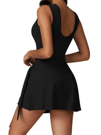 Thumbnail for Black dress with a tie detail on a white background