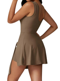 Thumbnail for Brown dress worn by a model on a white background
