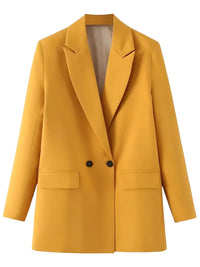 Thumbnail for Ginger yellow blazer with black buttons on a white background