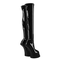 Thumbnail for Black over the knee-high boot on a white background