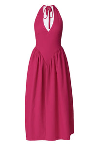 Thumbnail for Pink halter neck dress on a white background