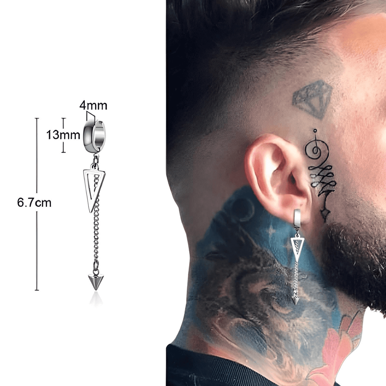 Men's Long Chain Cuff Earrings -, Earrings , Drestiny , Australia, Black, Canada, Earrings, Gender_Men, Gold, New Zealand, Silver, United Kingdom, United States , Drestiny , www.shopdrestiny.com