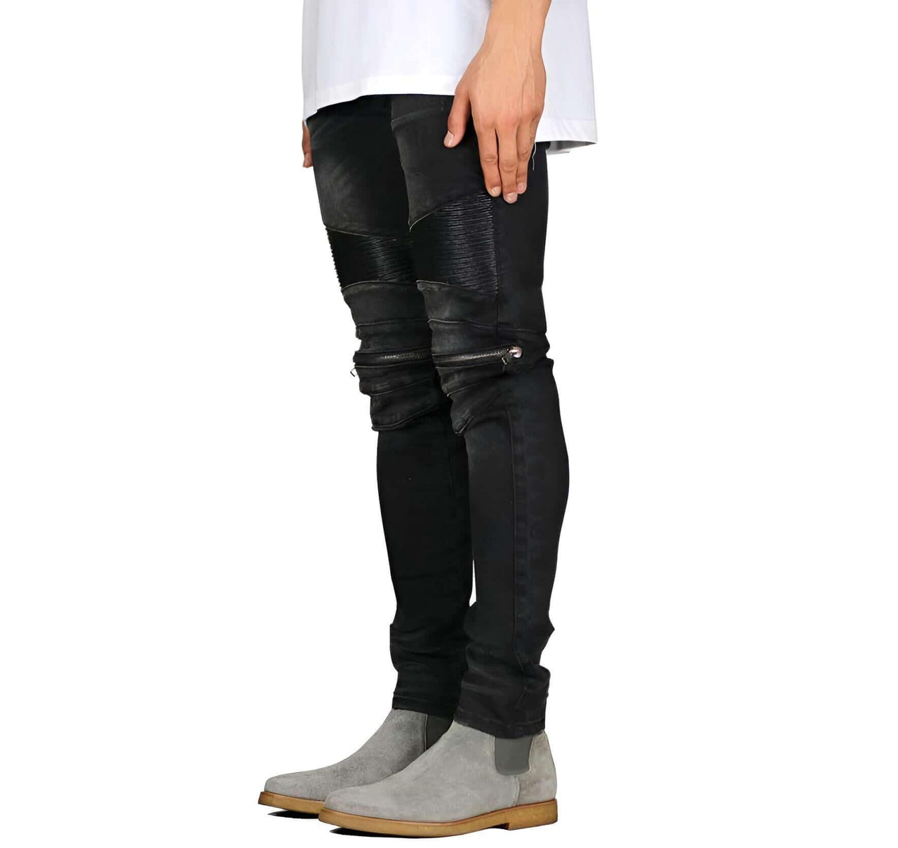 Men's Moto Zipper Knee Skinny Stretch Jeans -, Jeans , Drestiny , 29, 30, 31, 32, 33, 34, 36, 38, Australia, Black, Blue, Dark Blue, Jeans, Light Blue, New Zealand, Skinny Jeans, United Kingdom, United States , Drestiny , www.shopdrestiny.com