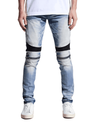 Thumbnail for Men's Moto Zipper Knee Skinny Stretch Jeans -, Jeans , Drestiny , 29, 30, 31, 32, 33, 34, 36, 38, Australia, Black, Blue, Dark Blue, Jeans, Light Blue, New Zealand, Skinny Jeans, United Kingdom, United States , Drestiny , www.shopdrestiny.com
