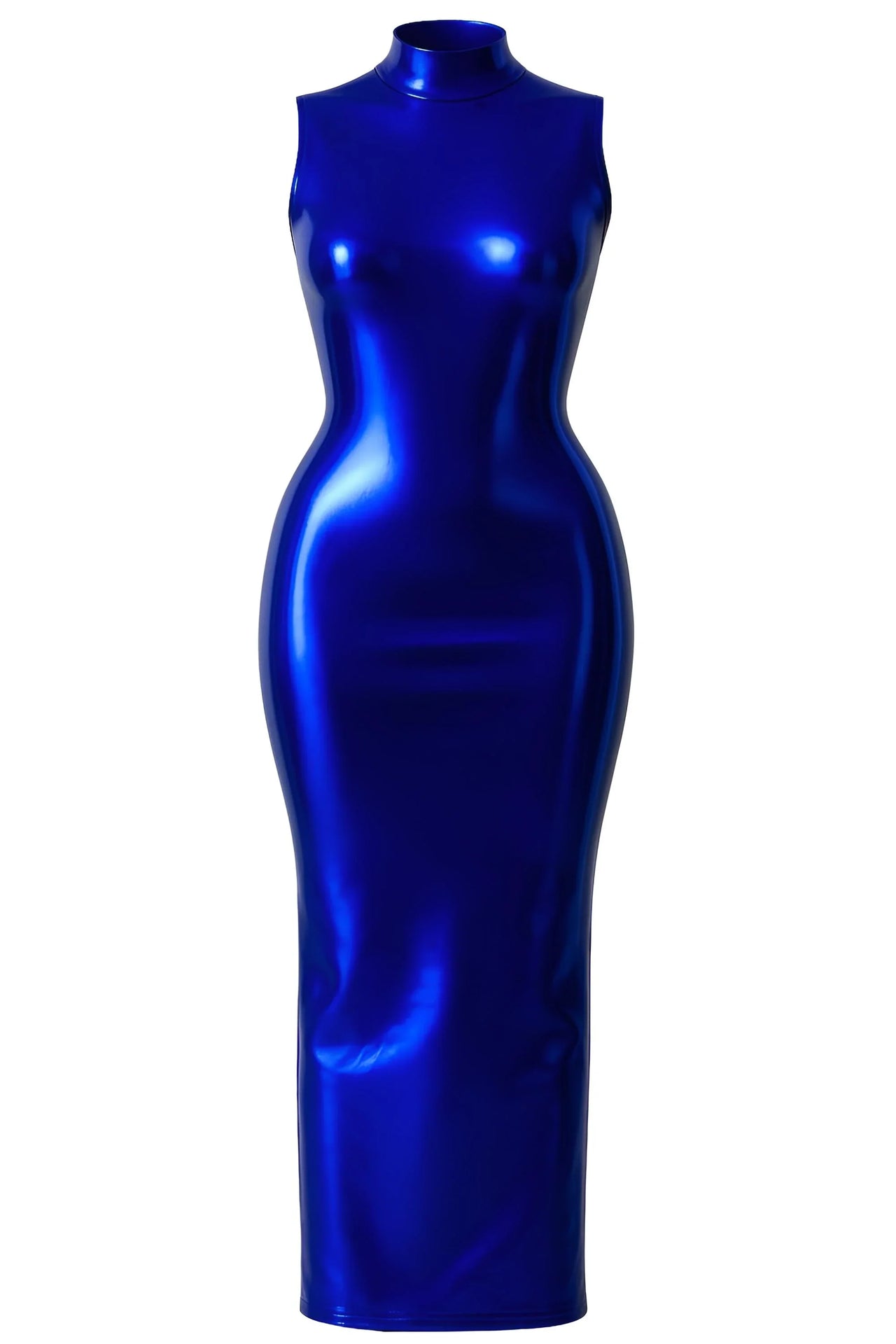 Shiny blue dress on a white background
