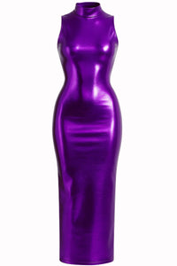 Thumbnail for Purple metallic dress on a white background