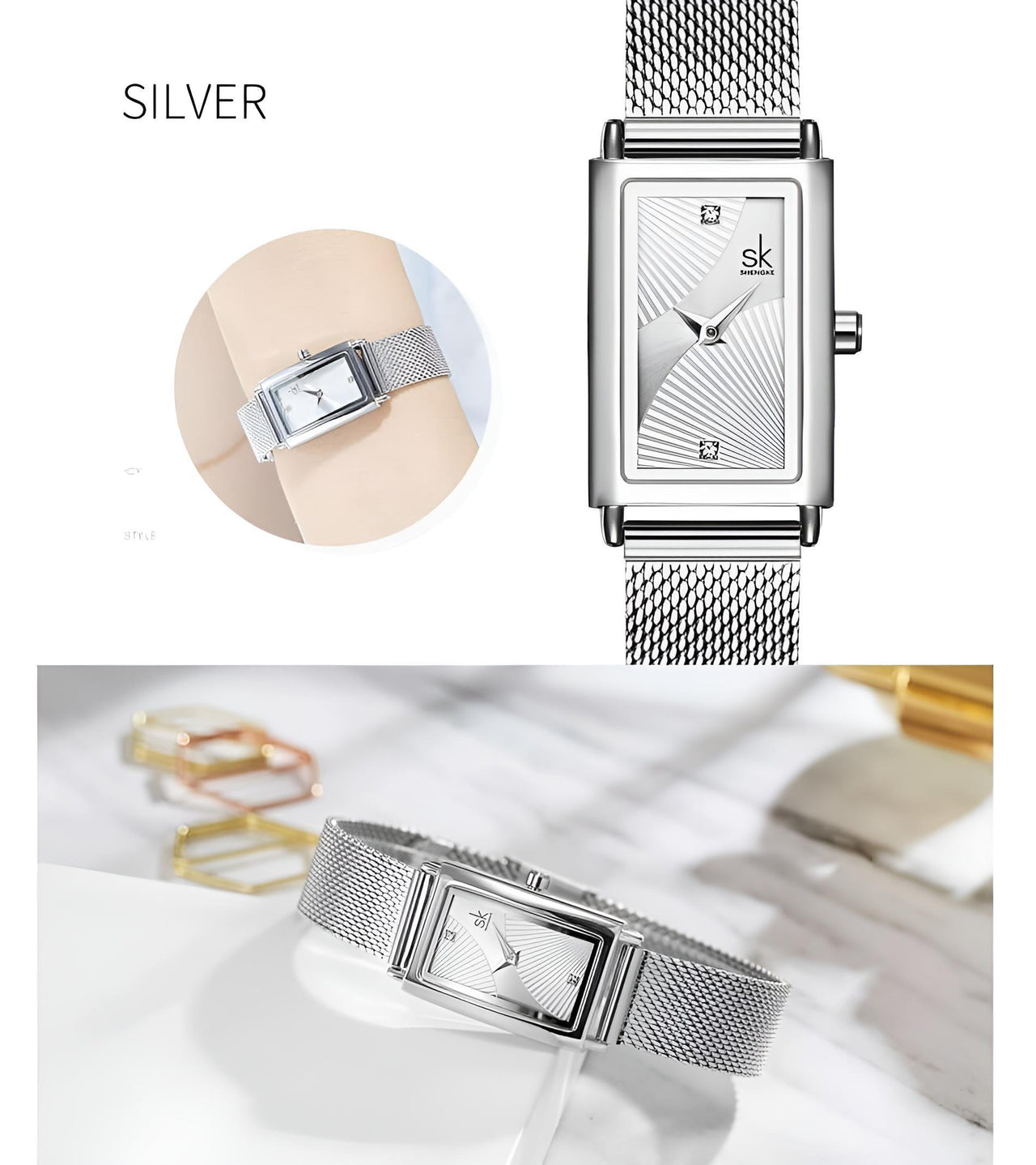 Rectangle Quartz Ladies Watch With Diamond Accents -, Watches , Drestiny , Australia, Black, Canada, Gold, New Zealand, Silver, United Kingdom, United States, Watches, White, Yellow , Drestiny , www.shopdrestiny.com