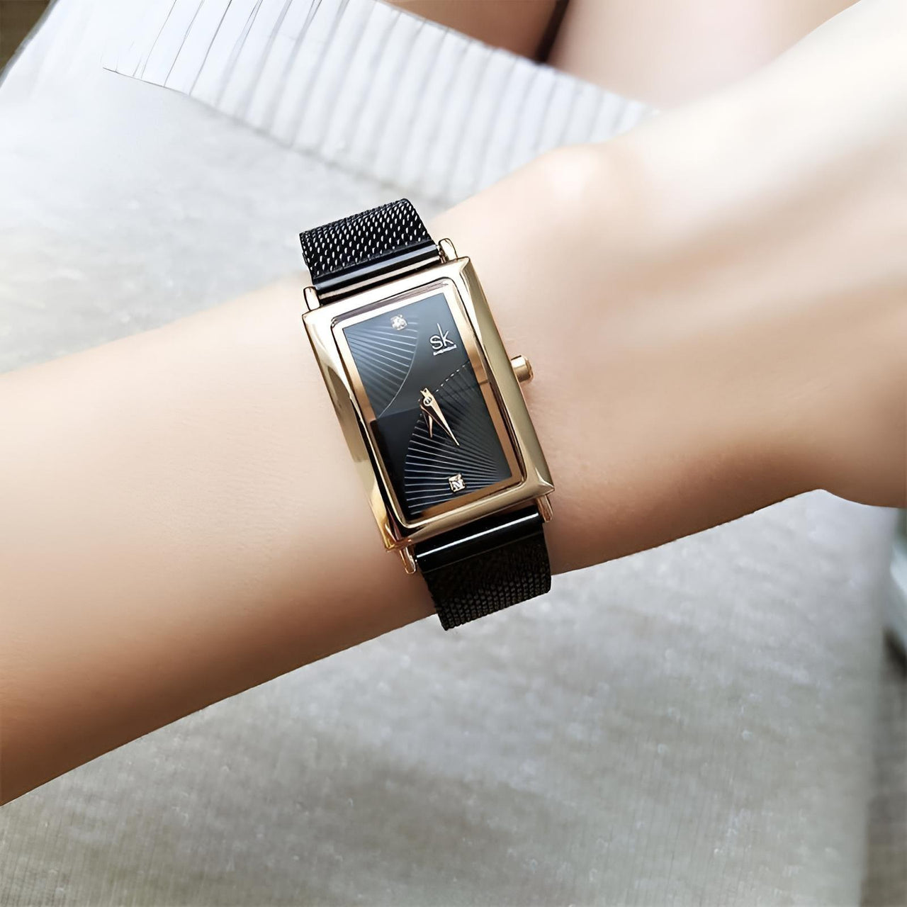Rectangle Quartz Ladies Watch With Diamond Accents -, Watches , Drestiny , Australia, Black, Canada, Gold, New Zealand, Silver, United Kingdom, United States, Watches, White, Yellow , Drestiny , www.shopdrestiny.com