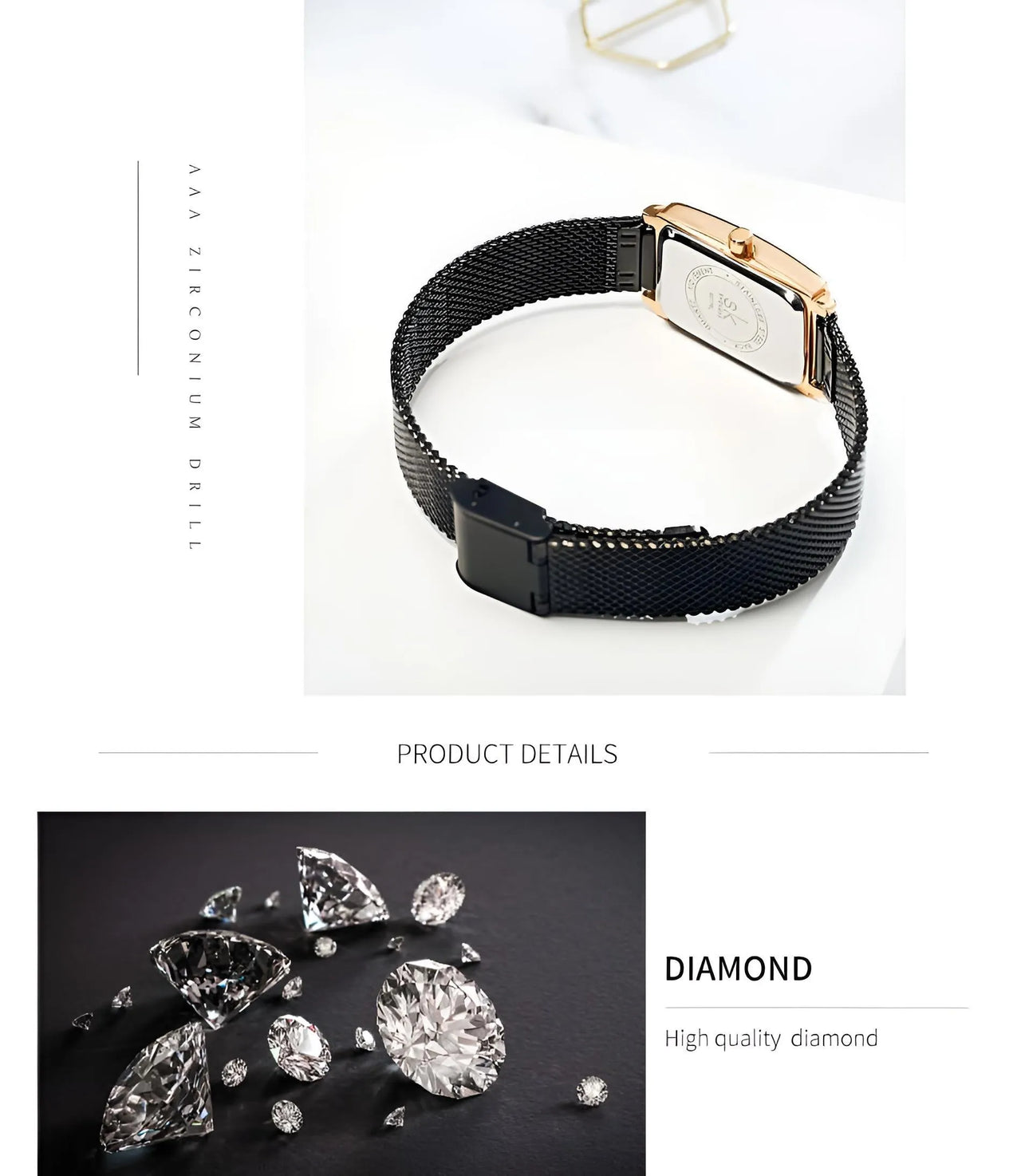 Rectangle Quartz Ladies Watch With Diamond Accents -, Watches , Drestiny , Australia, Black, Canada, Gold, New Zealand, Silver, United Kingdom, United States, Watches, White, Yellow , Drestiny , www.shopdrestiny.com