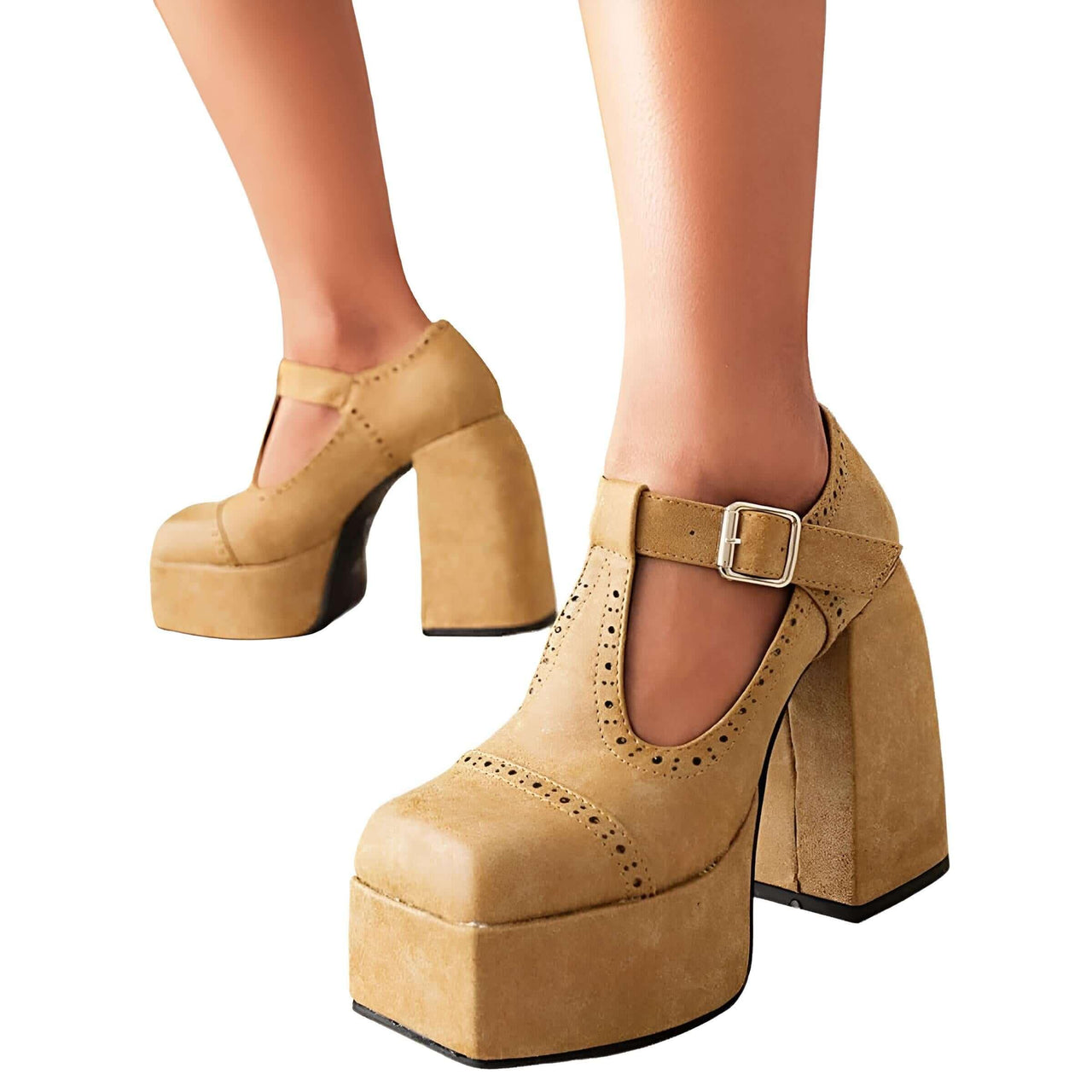 Retro High Heel Thick Platform Pumps For Women -, Shoes , Drestiny , Apricot, Australia, Black, Brown, Canada, Chocolate, Heels, Light Brown, New Zealand, Pumps, Sandals, United Kingdom, United States , Drestiny , www.shopdrestiny.com