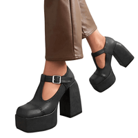 Thumbnail for Retro High Heel Thick Platform Pumps For Women -, Shoes , Drestiny , Apricot, Australia, Black, Brown, Canada, Chocolate, Heels, Light Brown, New Zealand, Pumps, Sandals, United Kingdom, United States , Drestiny , www.shopdrestiny.com