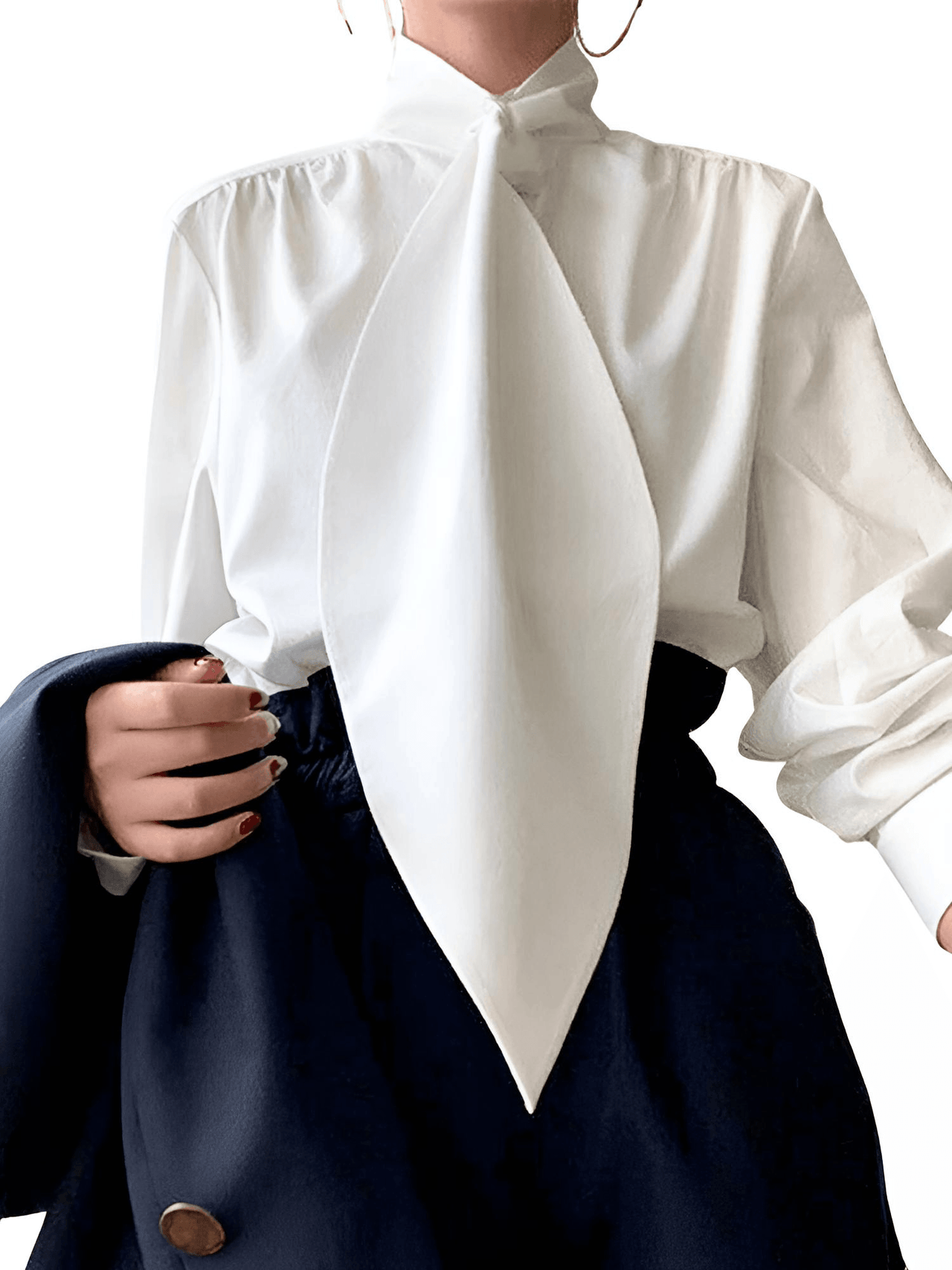 Stylish Long Sleeve High Neck Blouse -, Blouses , Drestiny , Australia, Black, Blouses, Dress Shirts, L, Long Sleeves, M, New Zealand, S, United Kingdom, United States, White, XL , Drestiny , www.shopdrestiny.com
