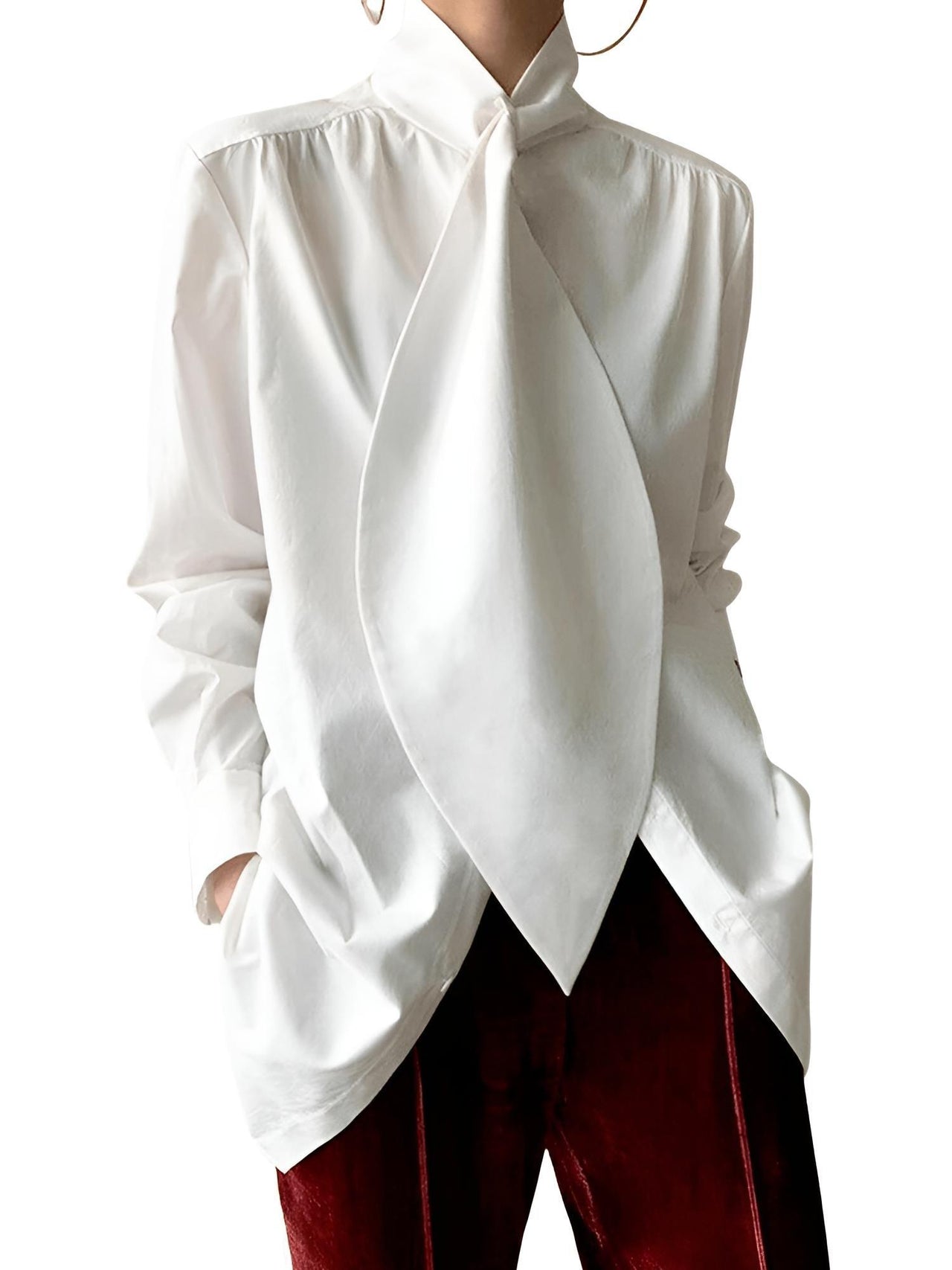 Stylish Long Sleeve High Neck Blouse -, Blouses , Drestiny , Australia, Black, Blouses, Dress Shirts, L, Long Sleeves, M, New Zealand, S, United Kingdom, United States, White, XL , Drestiny , www.shopdrestiny.com