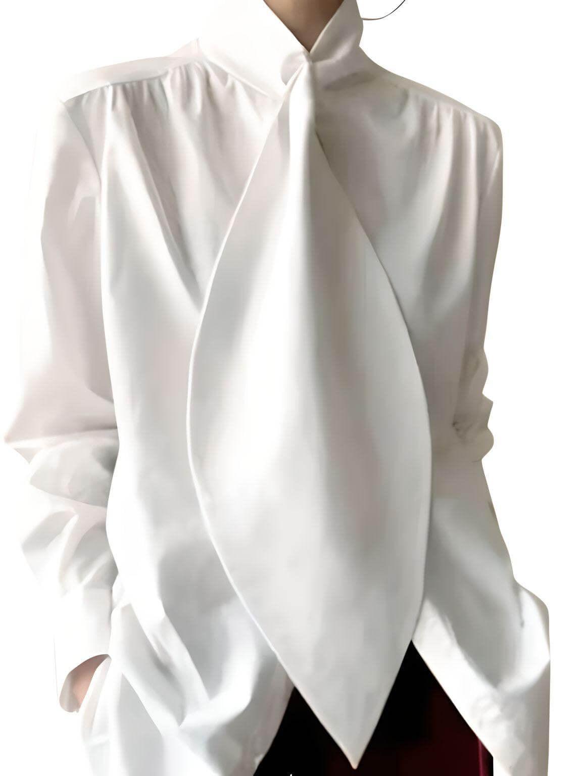 Stylish Long Sleeve High Neck Blouse -, Blouses , Drestiny , Australia, Black, Blouses, Dress Shirts, L, Long Sleeves, M, New Zealand, S, United Kingdom, United States, White, XL , Drestiny , www.shopdrestiny.com