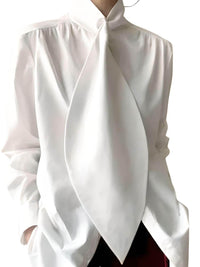 Thumbnail for Stylish Long Sleeve High Neck Blouse -, Blouses , Drestiny , Australia, Black, Blouses, Dress Shirts, L, Long Sleeves, M, New Zealand, S, United Kingdom, United States, White, XL , Drestiny , www.shopdrestiny.com