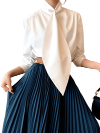 Thumbnail for Stylish Long Sleeve High Neck Blouse -, Blouses , Drestiny , Australia, Black, Blouses, Dress Shirts, L, Long Sleeves, M, New Zealand, S, United Kingdom, United States, White, XL , Drestiny , www.shopdrestiny.com