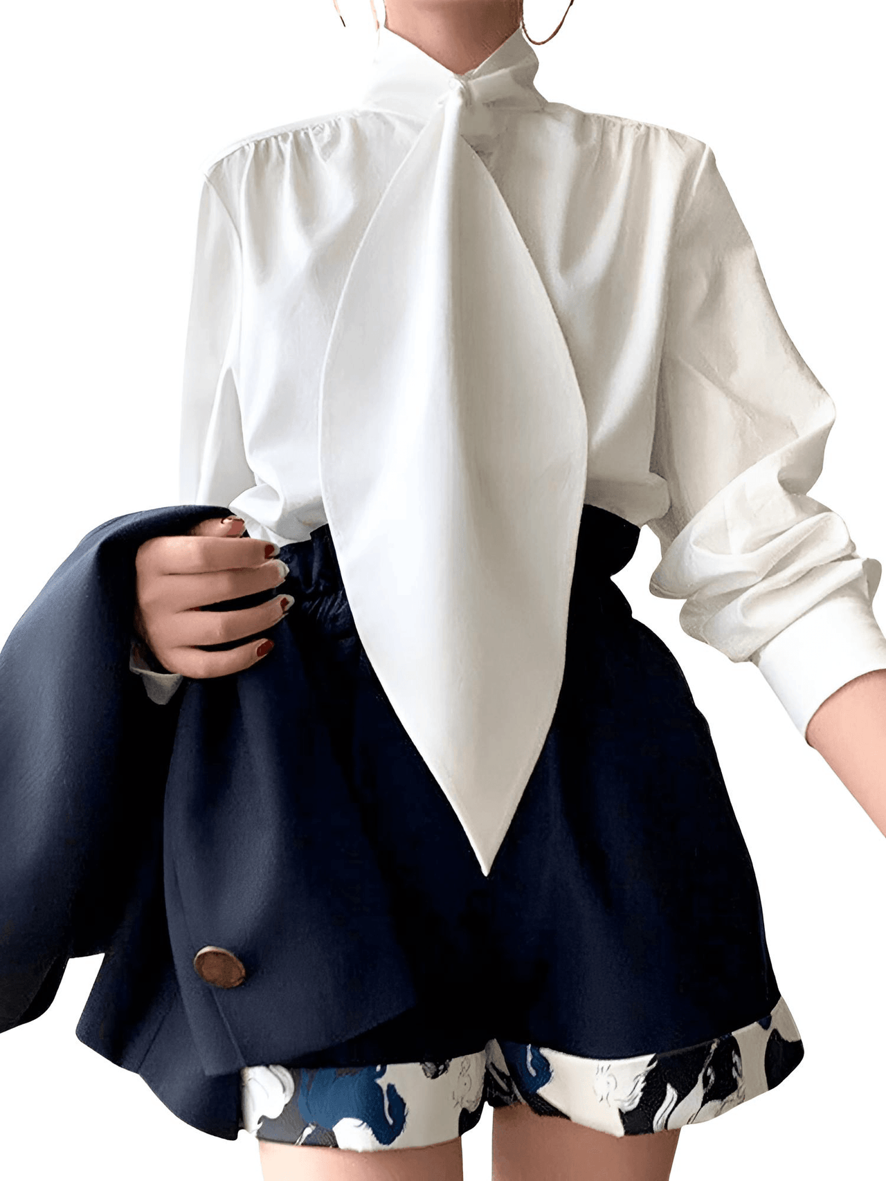 Stylish Long Sleeve High Neck Blouse -, Blouses , Drestiny , Australia, Black, Blouses, Dress Shirts, L, Long Sleeves, M, New Zealand, S, United Kingdom, United States, White, XL , Drestiny , www.shopdrestiny.com