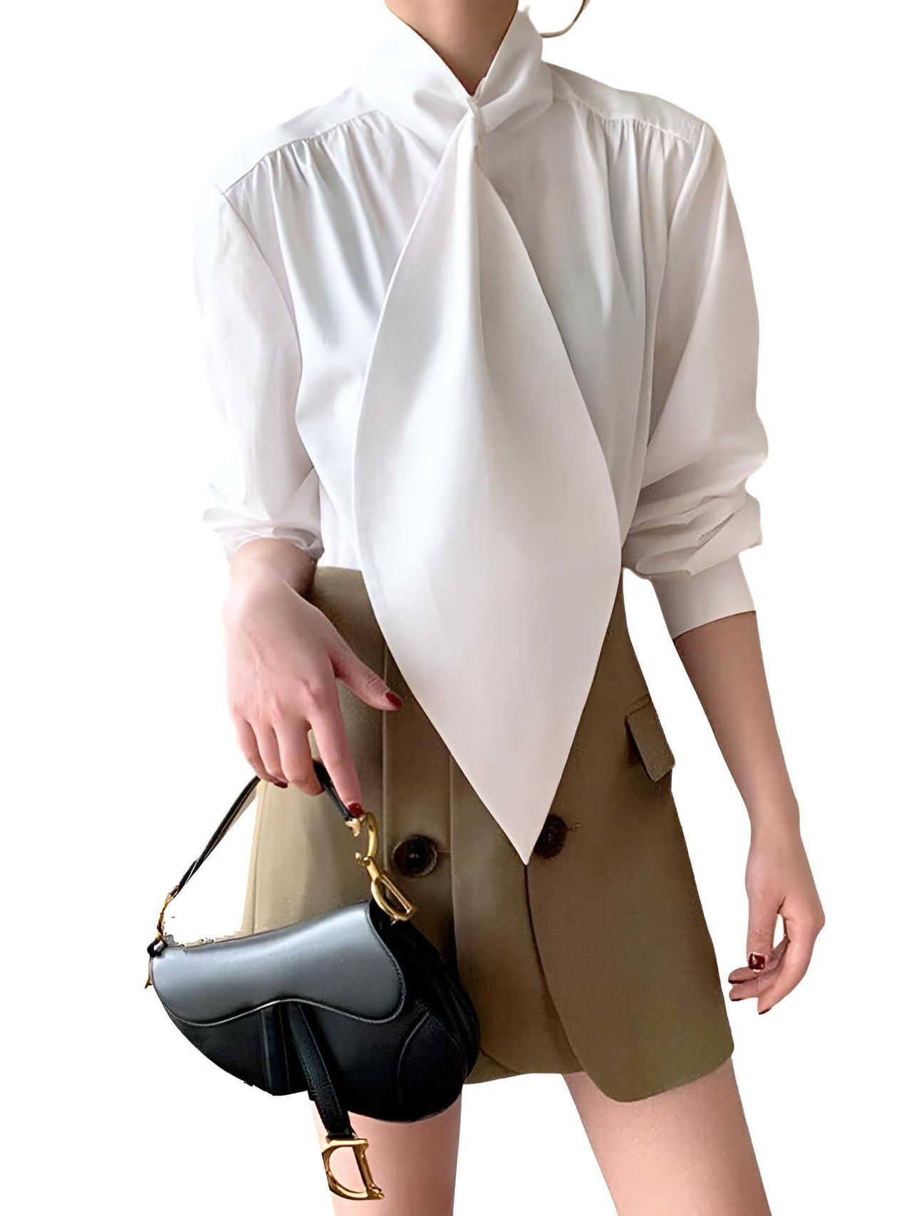 Stylish Long Sleeve High Neck Blouse -, Blouses , Drestiny , Australia, Black, Blouses, Dress Shirts, L, Long Sleeves, M, New Zealand, S, United Kingdom, United States, White, XL , Drestiny , www.shopdrestiny.com