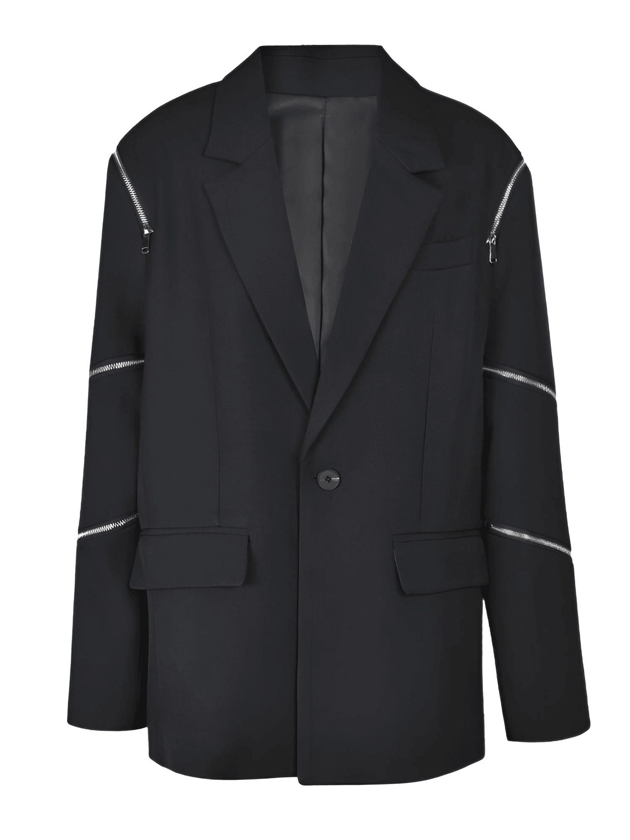 Women's Black Zipper Blazer -, Blazers , Drestiny , Australia, Black, Blazers, Canada, FR, Jackets, L, M, New Zealand, United Kingdom, United States, XL , Drestiny , www.shopdrestiny.com