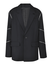 Thumbnail for Women's Black Zipper Blazer -, Blazers , Drestiny , Australia, Black, Blazers, Canada, FR, Jackets, L, M, New Zealand, United Kingdom, United States, XL , Drestiny , www.shopdrestiny.com