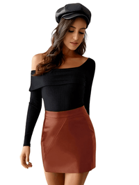 Thumbnail for Women's Faux Leather Mini Skirt -, Skirts , Drestiny , Australia, Black, Brown, Dark Red, FR, Gender_Women, L, M, New Zealand, S, Skirts, United Kingdom, United States, Wine Red, XL , Drestiny , www.shopdrestiny.com
