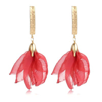 Thumbnail for Women's Tulle Style Cloth Flower Earrings -