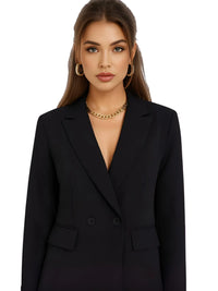Thumbnail for Woman wearing a black blazer with a white background