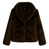 Thumbnail for Brown rabbit fur jacket on a white background