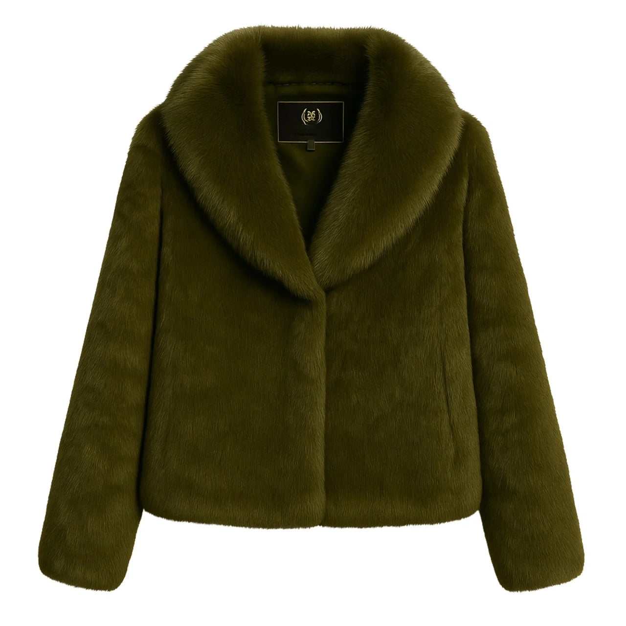 Green fur coat on a white background