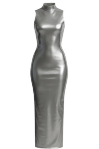 Thumbnail for Silver metallic dress on a white background