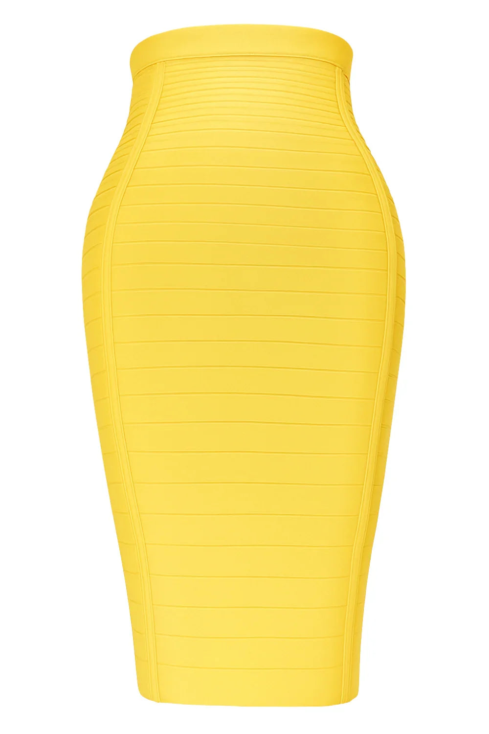Yellow pencil skirt on a white background