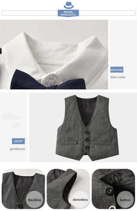 Thumbnail for Boy Formal Set With Hat + Vest + Long Sleeve Romper -, Baby & Toddler Outfits , Drestiny , 12M, 18M, 24M, 3M, 3T, 6M, 9M, Australia, Boys, Canada, Grey, Khaki, Navy, New Zealand, Pant Sets, Red, Suits, United Kingdom, United States , Drestiny , www.shopdrestiny.com