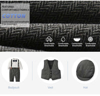 Thumbnail for Boy Formal Set With Hat + Vest + Long Sleeve Romper -, Baby & Toddler Outfits , Drestiny , 12M, 18M, 24M, 3M, 3T, 6M, 9M, Australia, Boys, Canada, Grey, Khaki, Navy, New Zealand, Pant Sets, Red, Suits, United Kingdom, United States , Drestiny , www.shopdrestiny.com