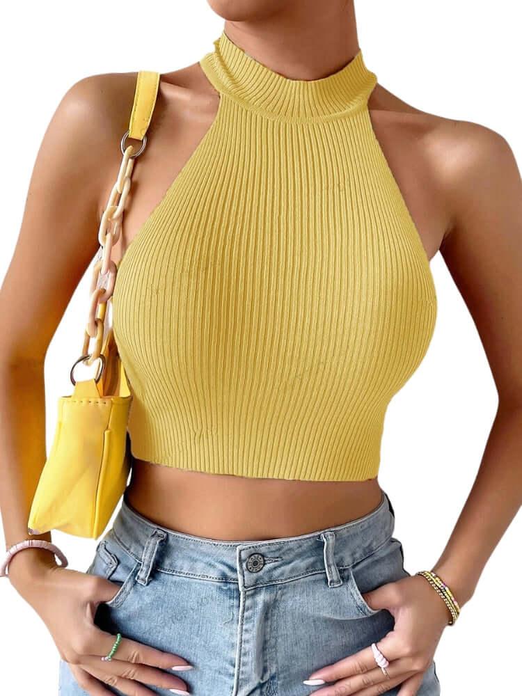 Ribbed Knit Women's Cropped Tank Top, Drestiny, Tank Tops, Crop Tops, Casual Shirts, Sleeveless, One Size, United States, USA, Canada, Australia, New Zealand, United Kingdom, UK, Women's crop top, Cropped tank tops, Dark Blue, Khaki, Red, Green, Dark Pink, Deep Pink, Light Blue, Purple, Pink, Grey, White, Coconut Beige, Dark Red, Light Purple, Lime Cream, Kashmir Green, Dark Yellow, Cute crop tops for women, cropped tank top UK, shopdrestiny.com