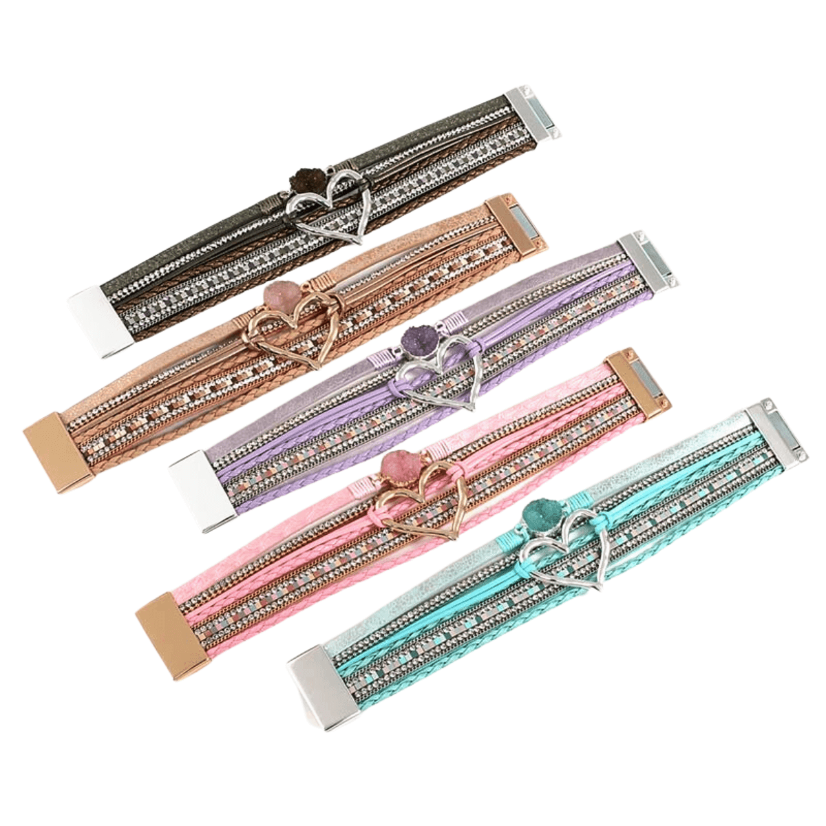 Women's Leather Hollow Heart Charm Bracelets -, Bracelet , Drestiny , Australia, Beige, Black, Bracelets, Brown, Canada, Coffee, Dark Blue, Dark Grey, Dark Olive Green, Gender_Women, Gold, Green, Grey, Khaki, Light Blue, Navy, New Zealand, Pink, Purple, Red, Silver, United Kingdom, United States, White, Wine Red , Drestiny , www.shopdrestiny.com