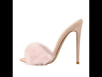 Women's Peep Toe Fur Slip On Heels -, Peep Toe Heels , Drestiny , 10, 11, 12, 13, 14, 15, 5, 6, 7, 8, 9, 9.5, Australia, Black, Gold, Grey, Heels, High Heels, Pink, Sandals, United Kingdom, United States, White , Drestiny , www.shopdrestiny.com