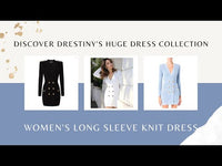 Elegant Women V-Neck Gold Chain Knit Dress -, Dresses , Drestiny , Australia, Black, Brown, Canada, Chocolate, FR, L, Light Blue, Long Sleeves, M, Mini Dresses, New Zealand, Red, S, United Kingdom, United States, White, XL , Drestiny , www.shopdrestiny.com