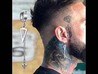 Men's Long Chain Cuff Earrings