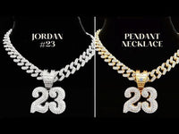 Number 23 Pendant Necklace With Crystal Cuban Chain