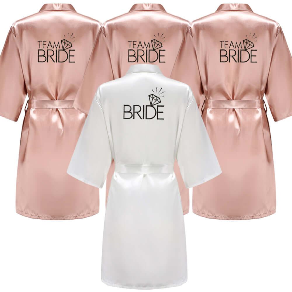 Satin Kimono Wedding Party Robes -, Robes , Drestiny , 4XL, Australia, Blue, Brown, Canada, Deep Pink, Gender_Women, L, Light Pink, M, New Zealand, Pink, Purple, Robes, Royal Blue, S, United Kingdom, United States, White, Wine Red, XL, XXL, XXXL , Drestiny , www.shopdrestiny.com