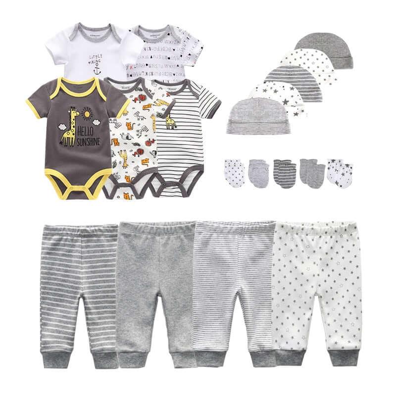 Unisex Bodysuits + Pants + Hats + Gloves Sets -, Sets , Drestiny , 3M, 6M, Australia, Boys, Girls, Gloves, Hats, Pajamas, Pant Sets, Rompers, Sets, Short Sleeves, United Kingdom, United States , Drestiny , www.shopdrestiny.com