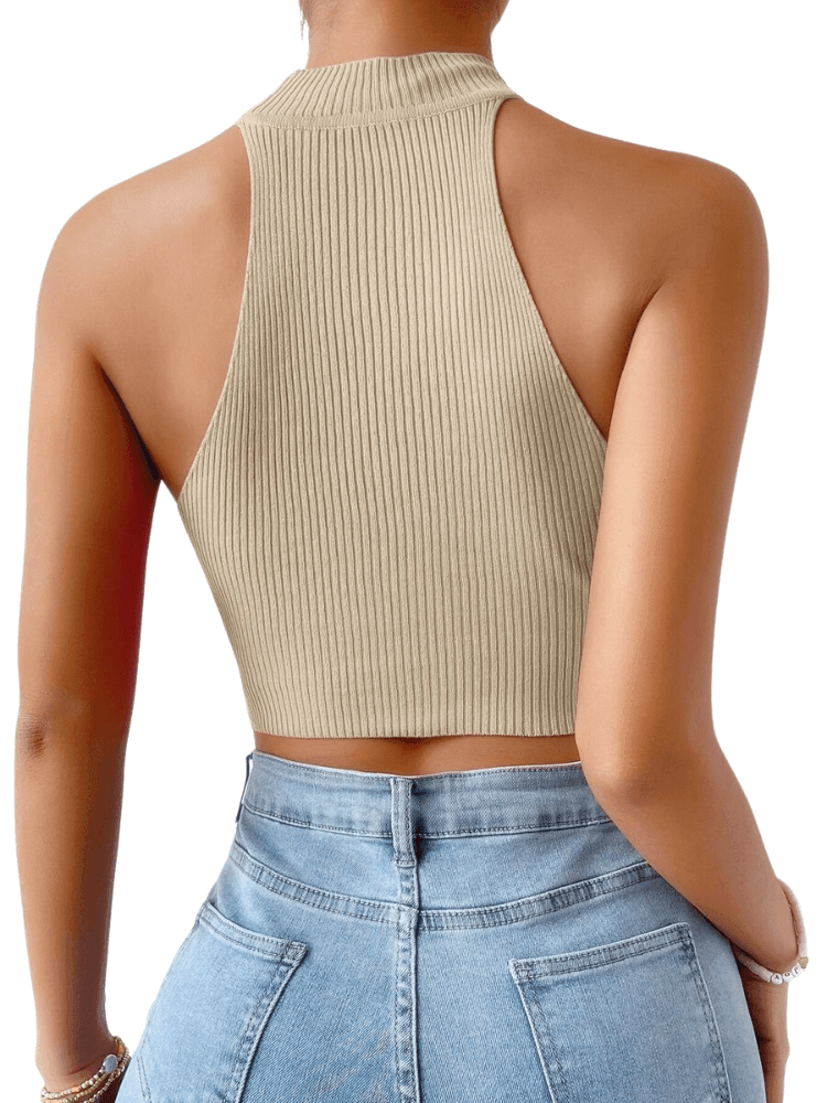 Ribbed Knit Women's Cropped Tank Top, Drestiny, Tank Tops, Crop Tops, Casual Shirts, Sleeveless, One Size, United States, USA, Canada, Australia, New Zealand, United Kingdom, UK, Women's crop top, Cropped tank tops, Dark Blue, Khaki, Red, Green, Dark Pink, Deep Pink, Light Blue, Purple, Pink, Grey, White, Coconut Beige, Dark Red, Light Purple, Lime Cream, Kashmir Green, Dark Yellow, Cute crop tops for women, cropped tank top UK, shopdrestiny.com