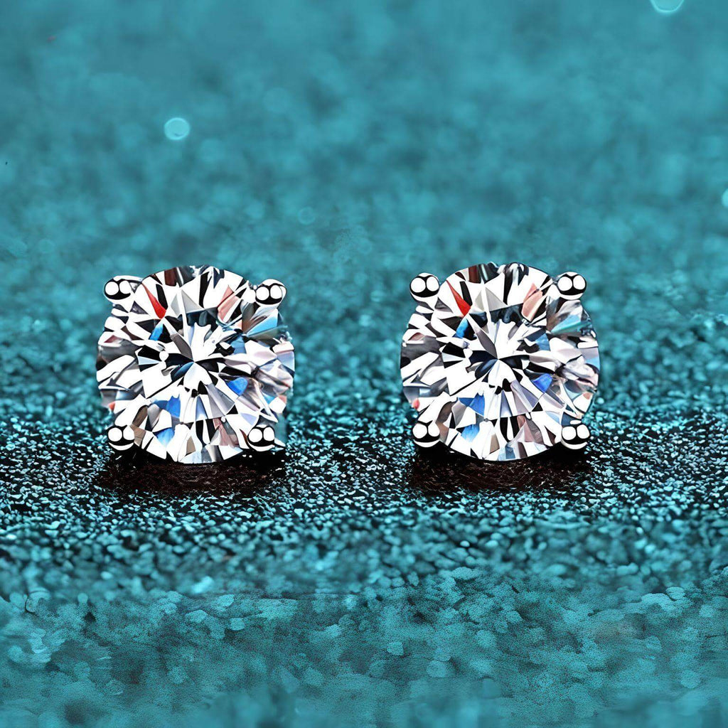 0.1-3CT Test Passed Moissanite Studs Earrings for Men and Women S925 Silver