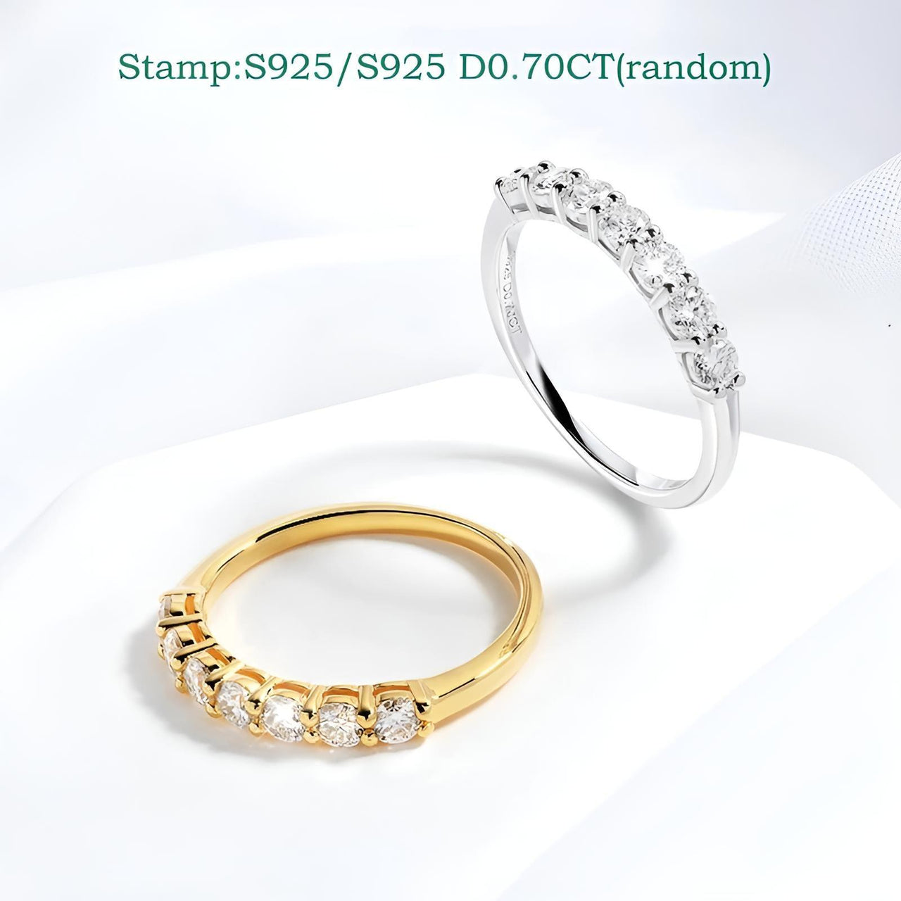 0.7CT Moissanite Stackable Rings S925 Silver Matching Wedding Diamonds Band White Gold Gift, Drestiny, Rings, Silver, Gold, United States, Canada, Australia, New Zealand, United Kingdom, FR, shopdrestiny.com
