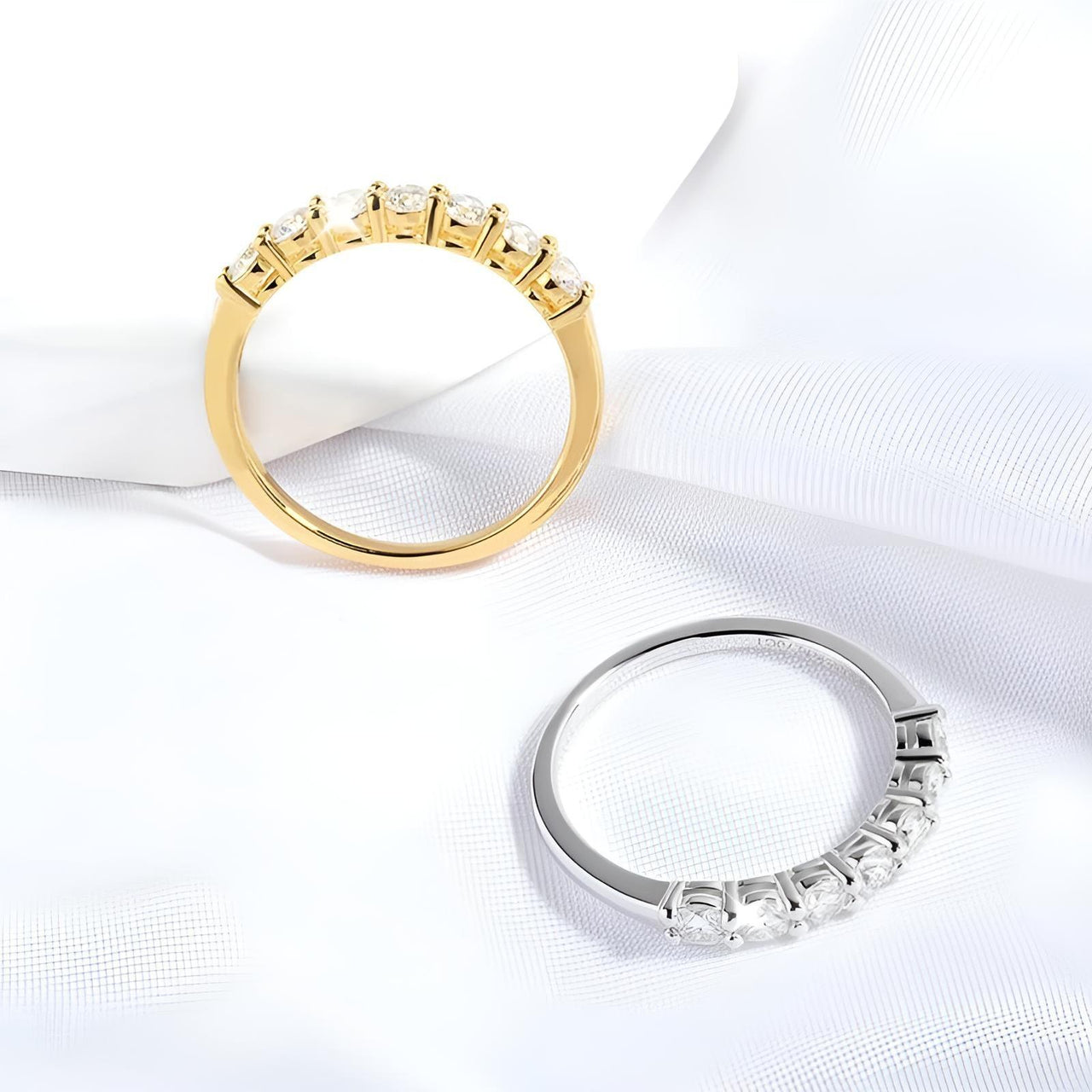 0.7CT Moissanite Stackable Rings S925 Silver Matching Wedding Diamonds Band White Gold Gift, Drestiny, Rings, Silver, Gold, United States, Canada, Australia, New Zealand, United Kingdom, FR, shopdrestiny.com