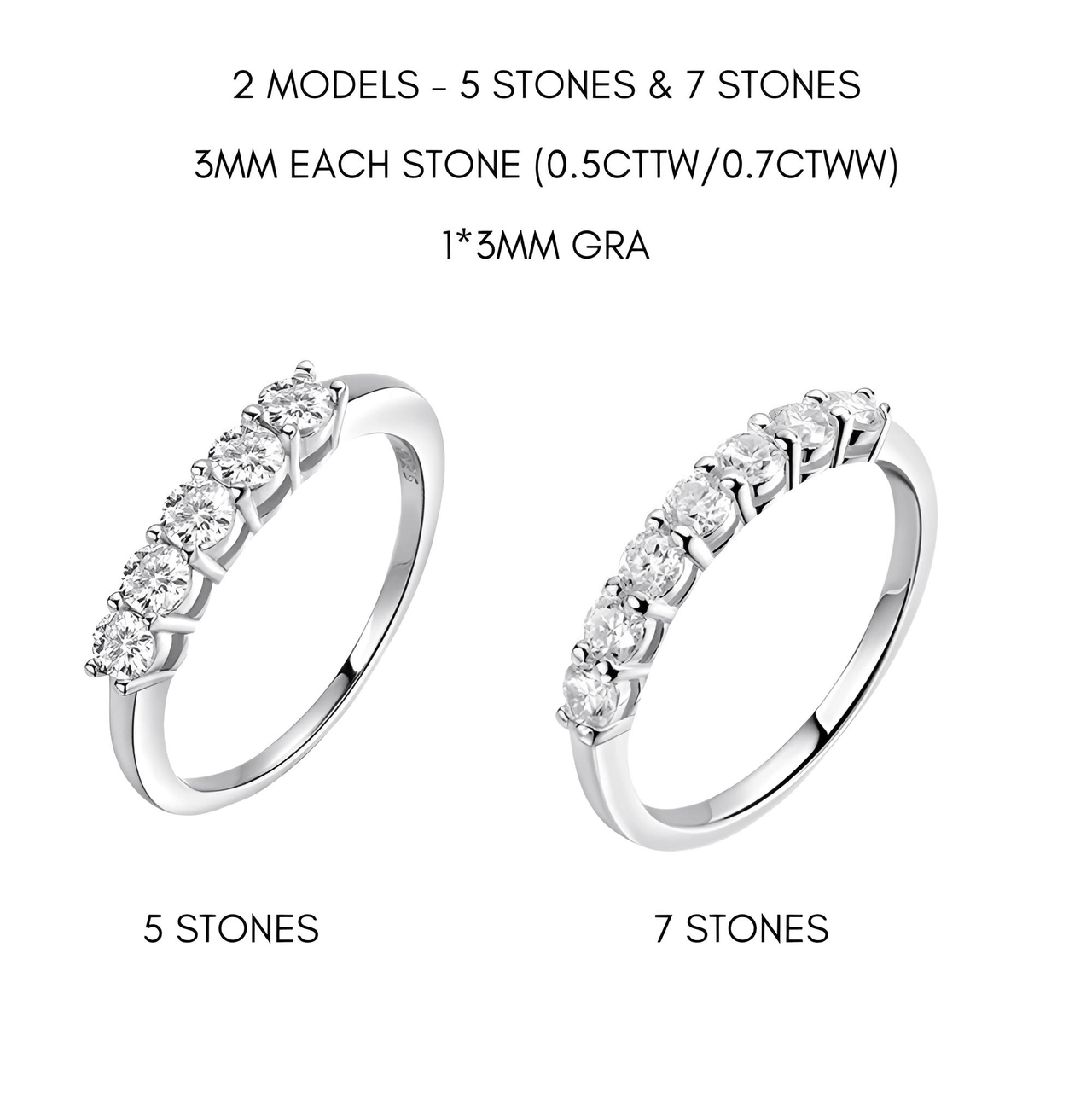 0.7CT Moissanite Stackable Rings S925 Silver Matching Wedding Diamonds Band White Gold Gift, Drestiny, Rings, Silver, Gold, United States, Canada, Australia, New Zealand, United Kingdom, FR, shopdrestiny.com