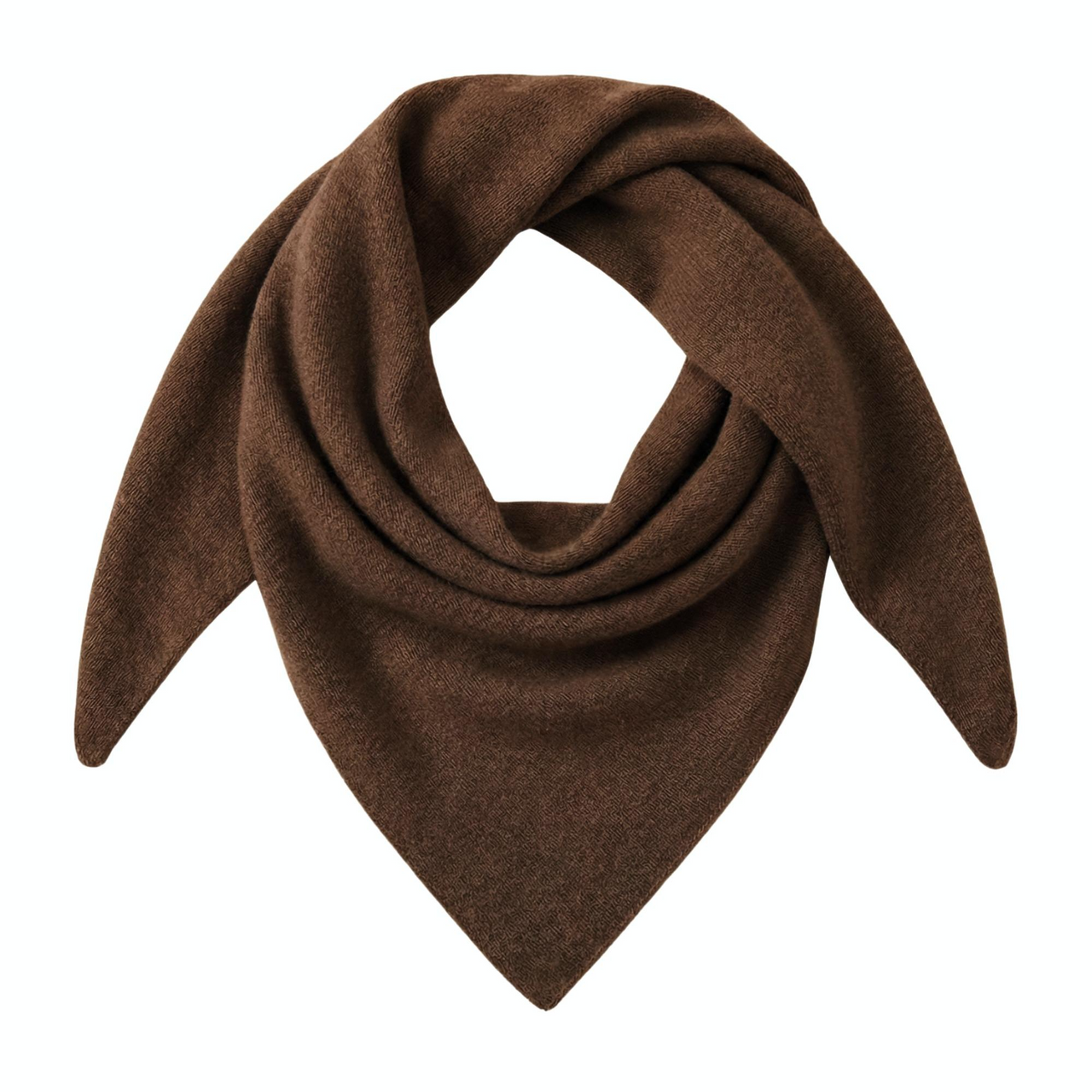Brown wool scarf folded neatly on a white background