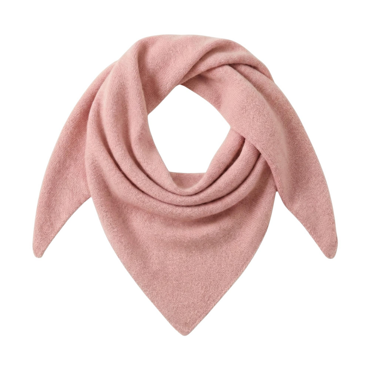Pink wool scarf folded neatly on a white background