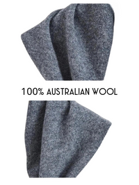 Thumbnail for Close-up of gray wool fabric 100% Australian wool with text on a white background